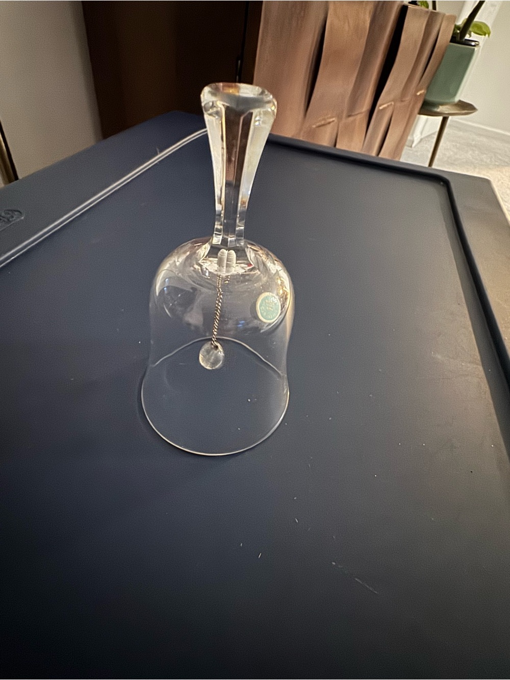 Tiffany & Co. Crystal Dinner Bell - Clear Glass Val Saint-Lambert Belgium Signed - Picture 3 of 5